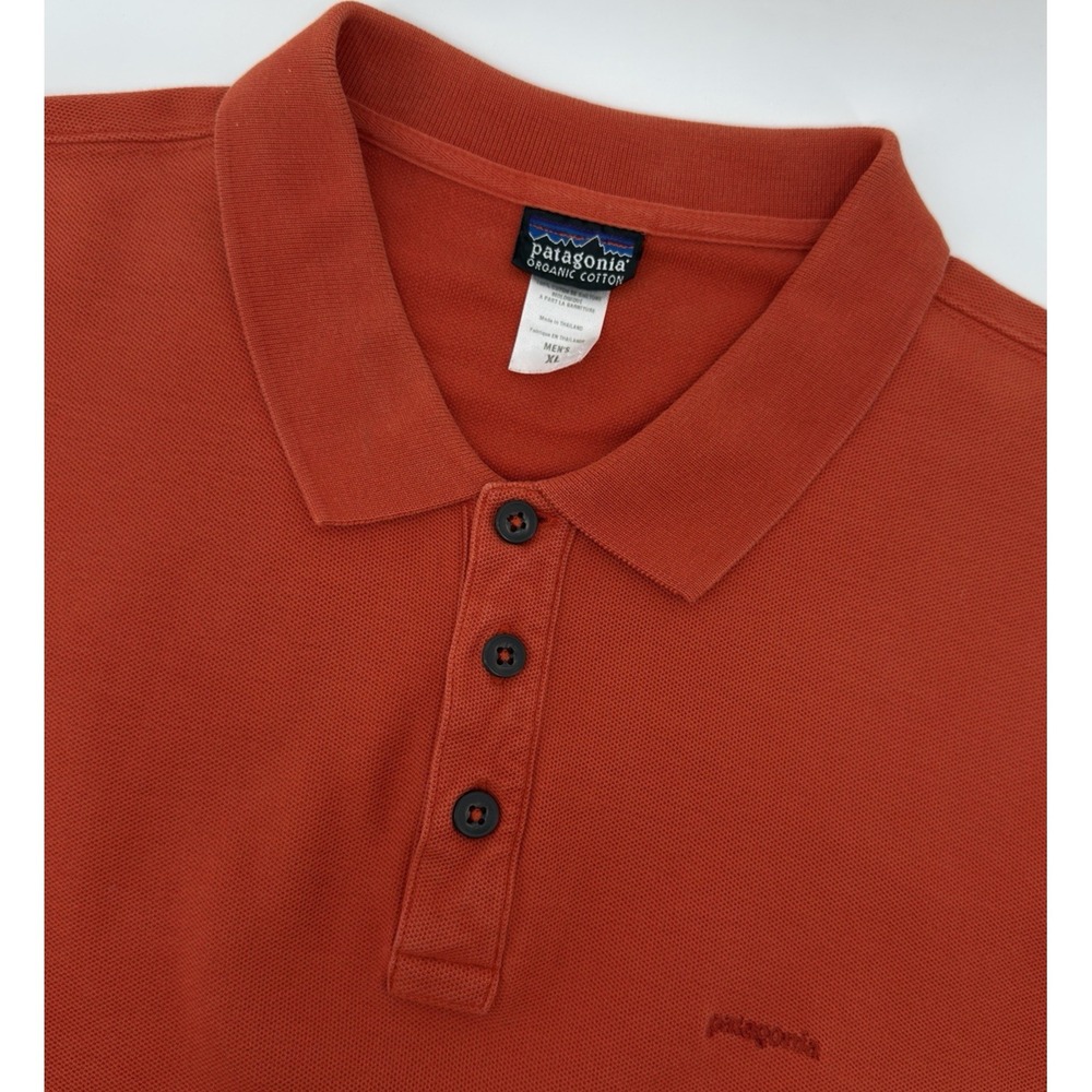 Patagonia Polo Shirt Men's XL Orange Organic Cotton Short Sleeve Casual